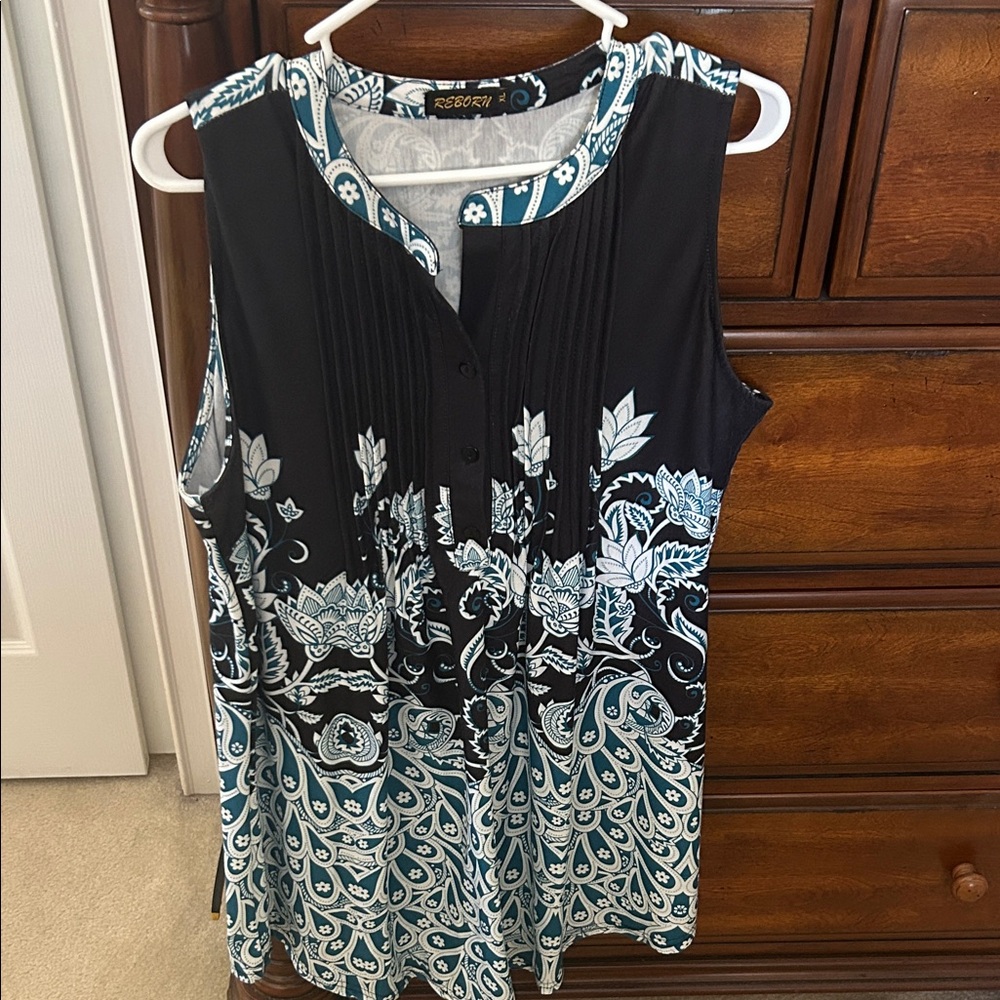 Cato Black and Blue Floral Blouse